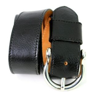 EDDIE BAUER BLACK ITALIAN GENUINE LEATHER 1.5"Wd CASUAL WOMEN'S BELT M 29" (D11